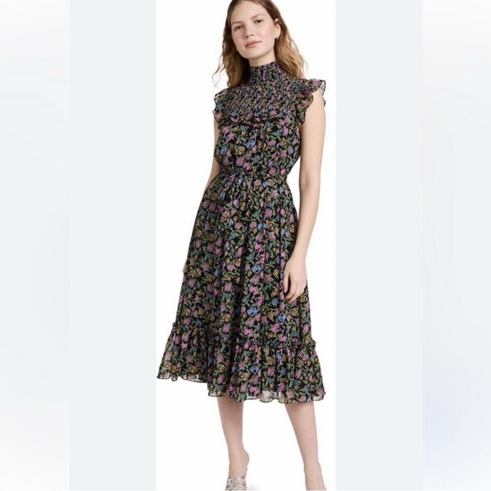 Likely Floral Ruffle Midi Dress